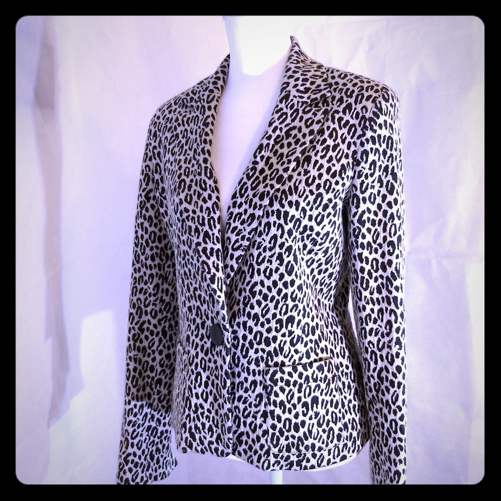 Animal Print Textured Jacket Blazer